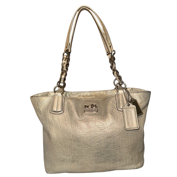Coach Handbags - Coach Metallic Platinum Leather East West Chelsea Tote